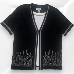 EVC Alfred Dunner Embroidered Wildflower Blouse, Size Women’s Small